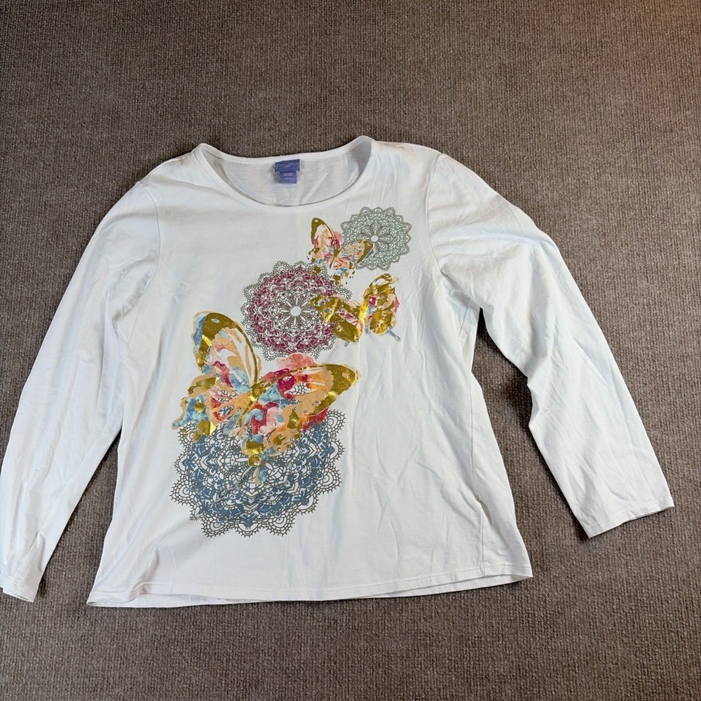 Floral Butterfly Long Sleeve Top 1359